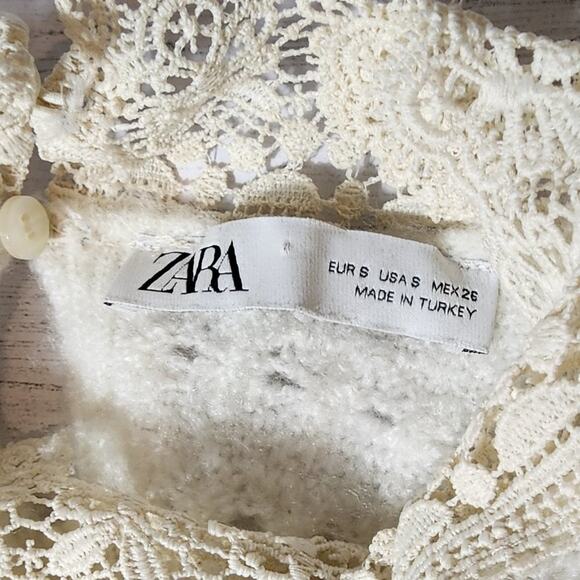 ZARA Blogger Favorite Oversized Lace Crochet Sweater Small - Picture 8 of 8